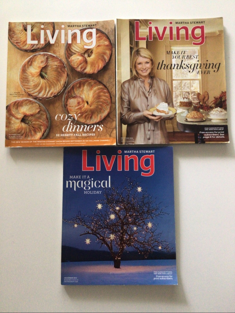 2011 Martha Stewart Living Magazines Holiday October Nov Dec 215 216 217 Lot 3